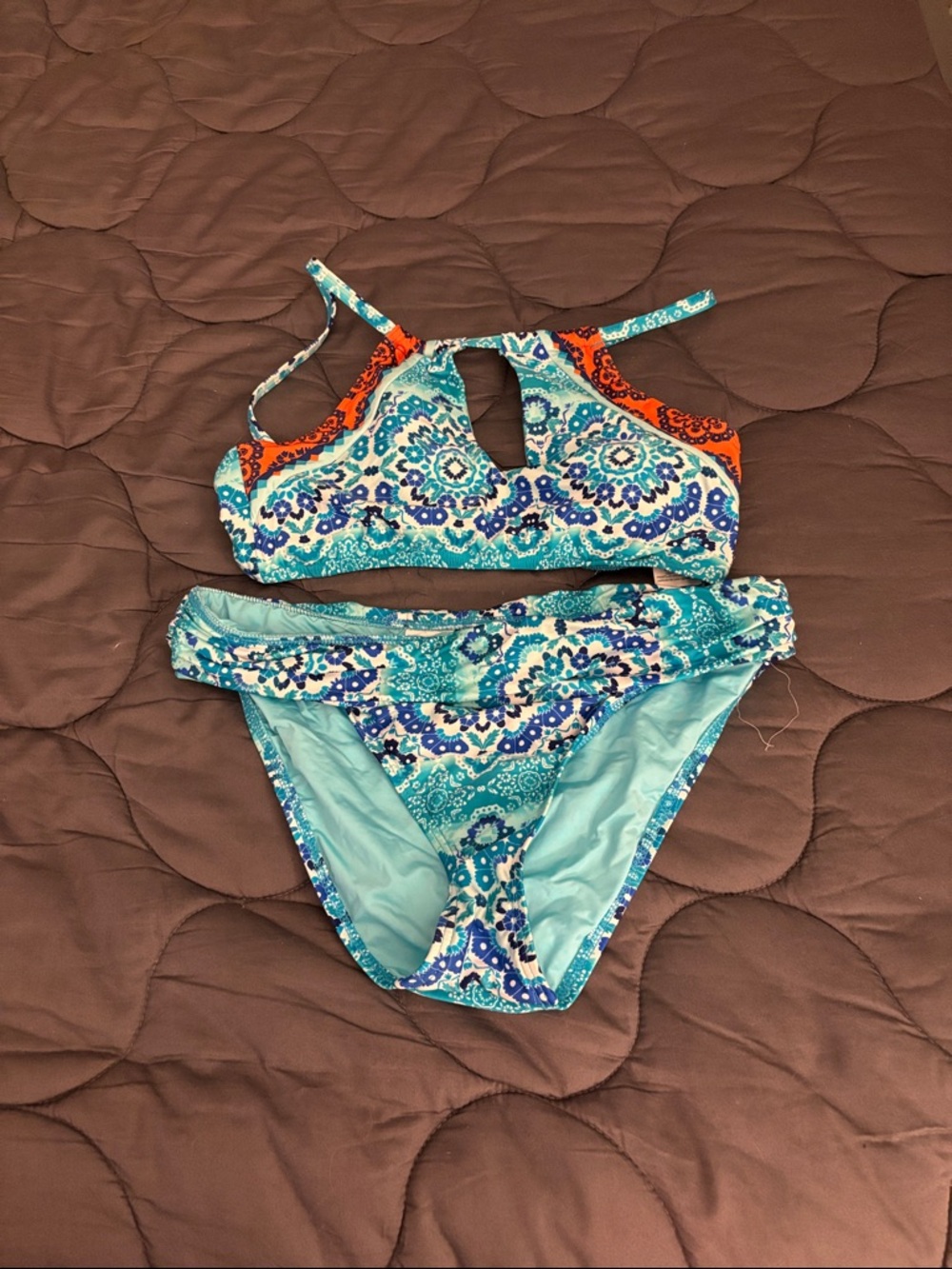 La Blanca Turquoise Blue & Orange Paisley Bikini